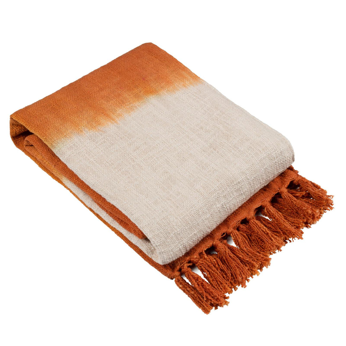 Mizu Dip Dye Fringed Cotton Throw 130cm x 170cm by furn.