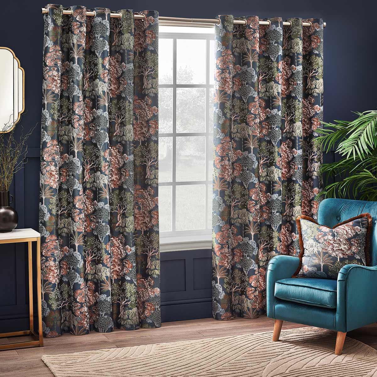 Woodlands Room Darkening Lined Eyelet Curtains by Wylder Nature