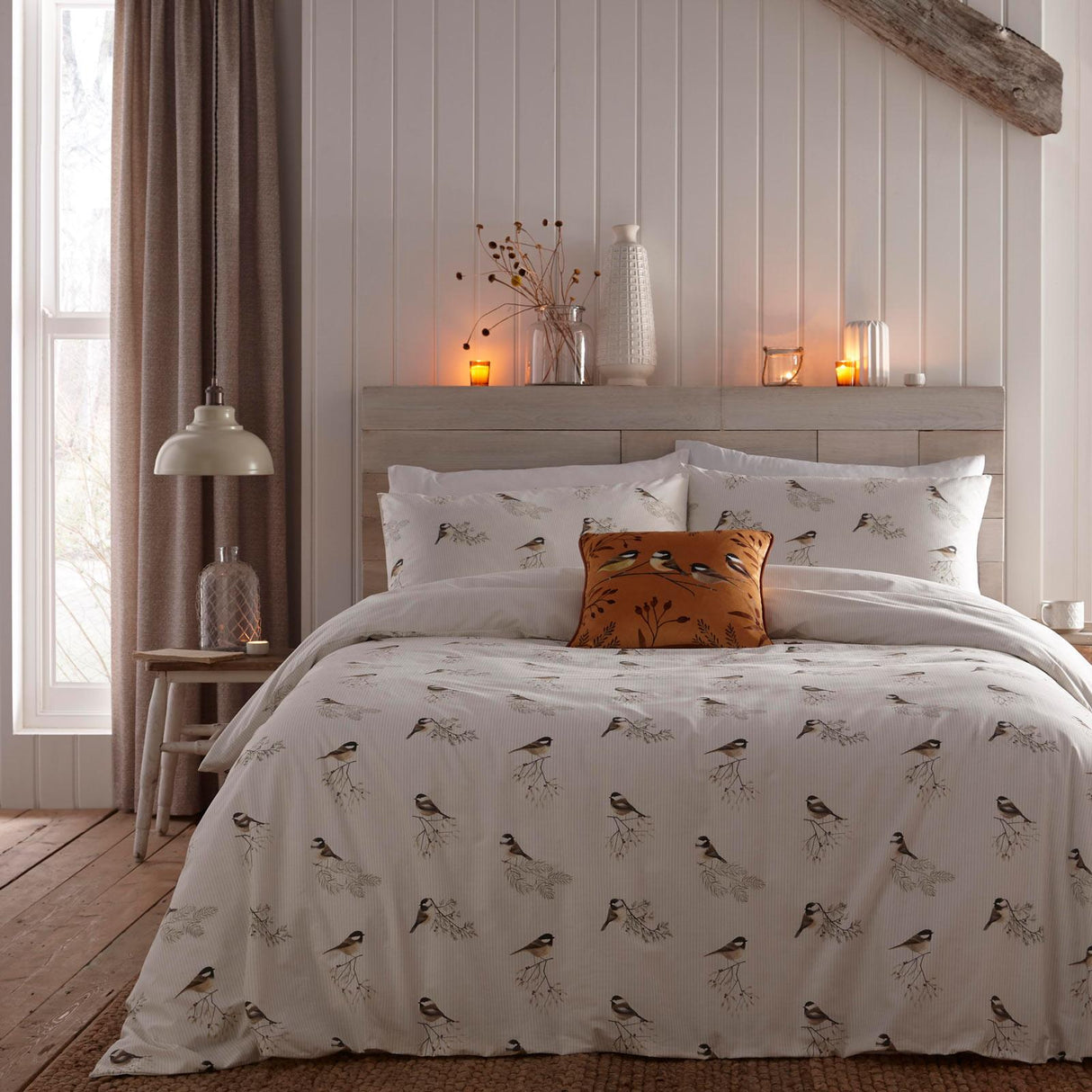 Chickadees Brushed Cotton Duvet Cover Set