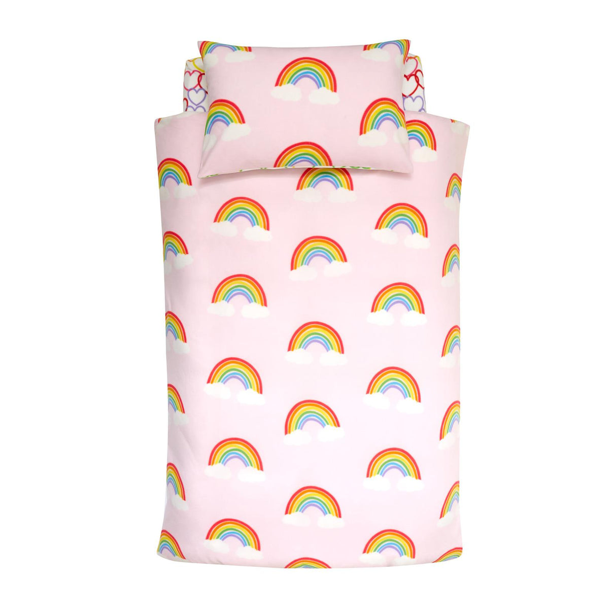 Rainbow Hearts Fleece Duvet Cover Set by Catherine Lansfield