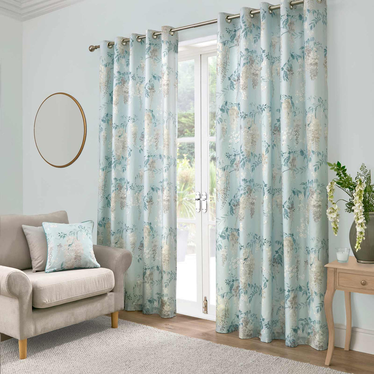Wisteria Lined Eyelet Curtains by Dreams & Drapes Design