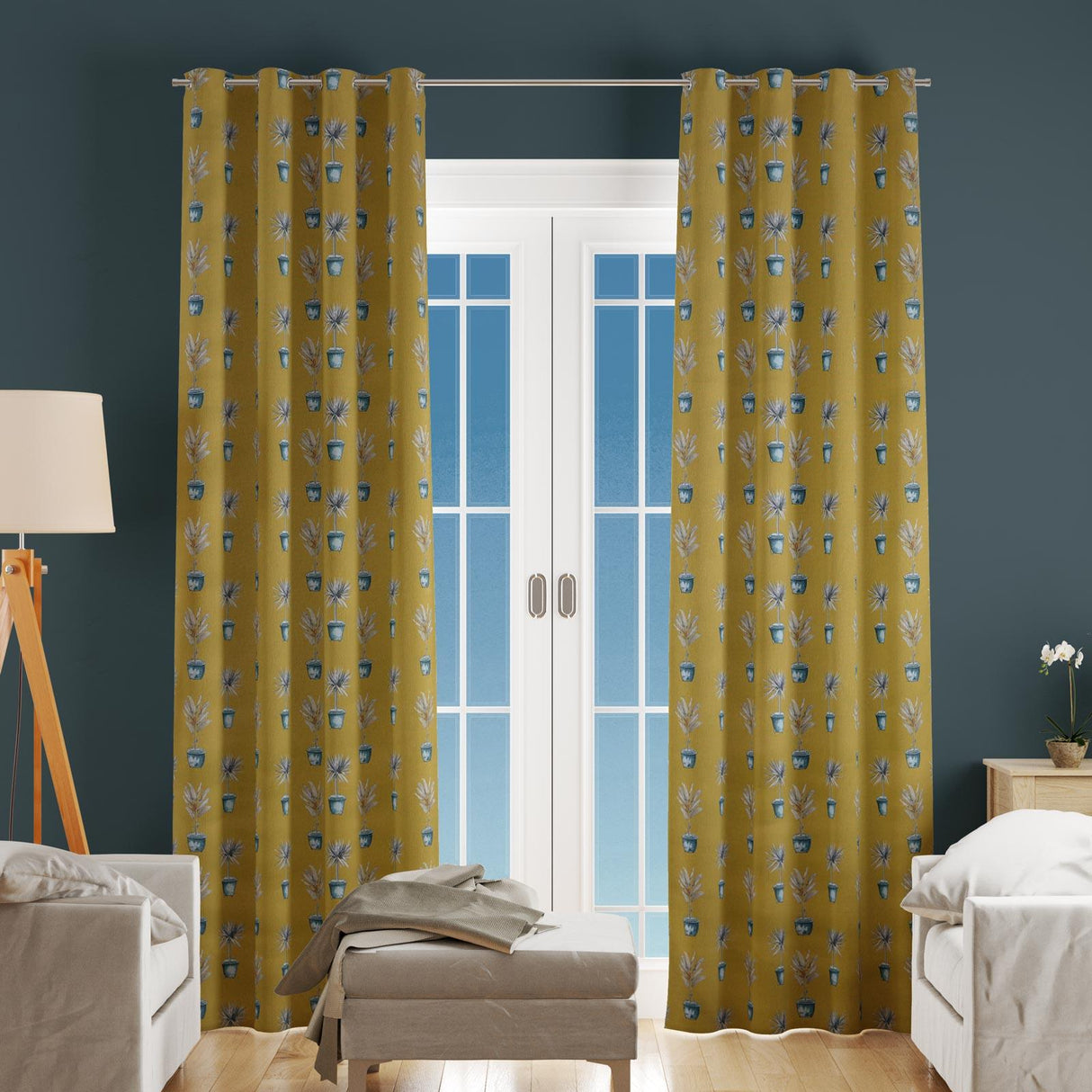 Greenhouse Pots Ochre Made To Measure Curtains by Style Furnishings