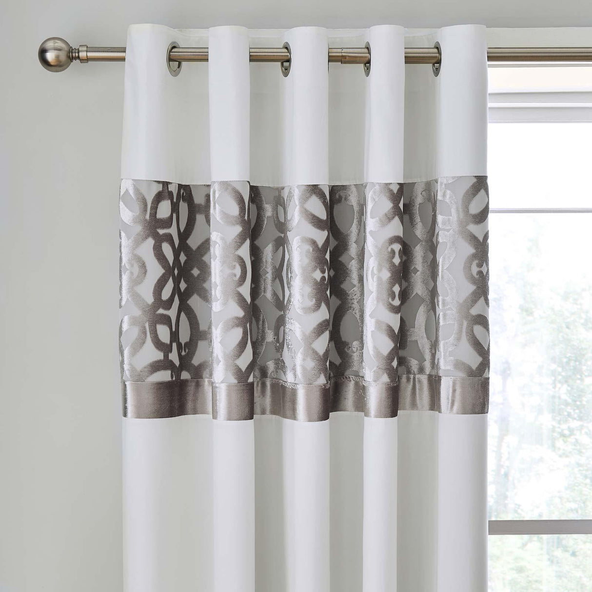 Lattice Cut Velvet Eyelet Curtains by Catherine Lansfield