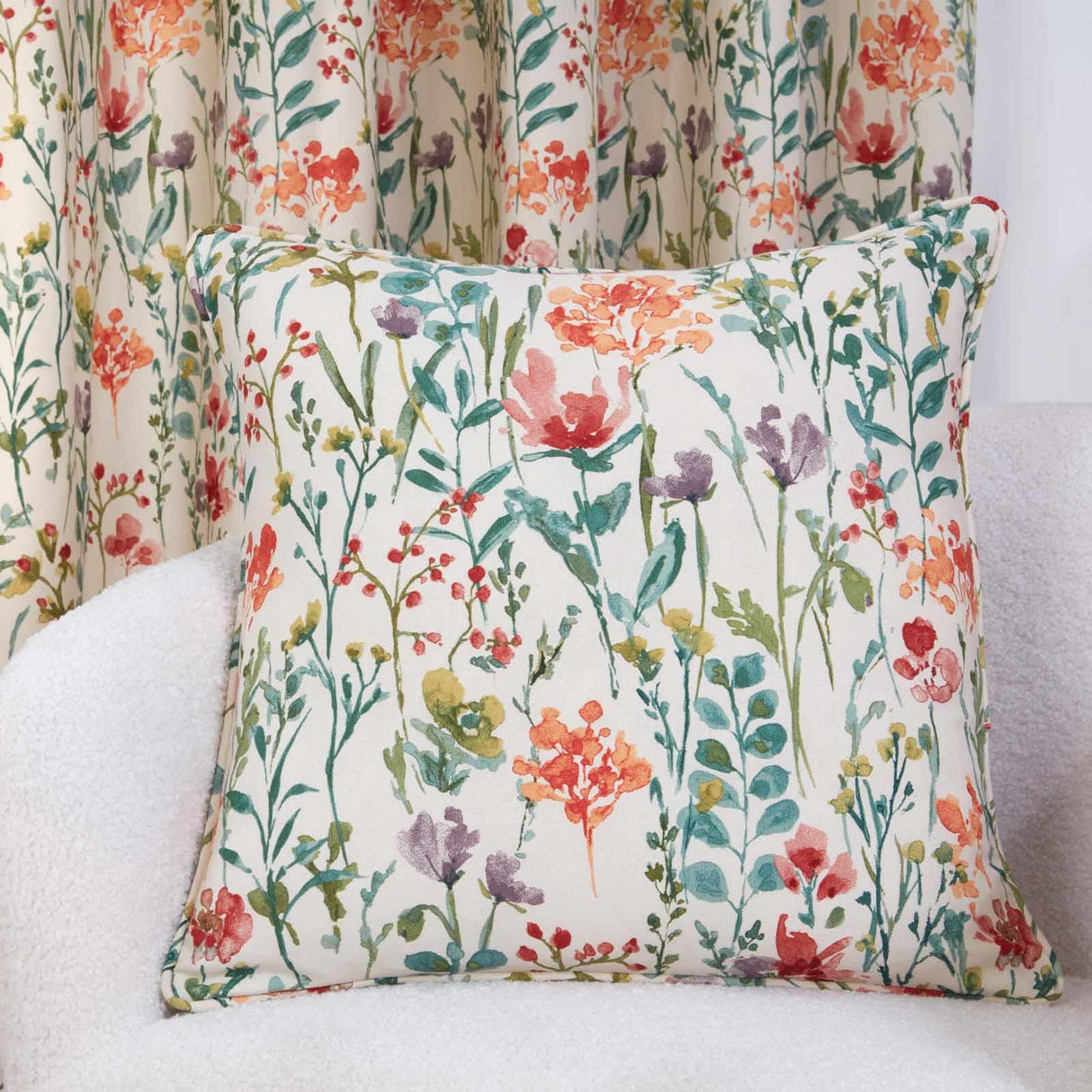 Amaryllis Floral Cushion Cover 18" x 18" (45cm x 45cm) by Sundour 2