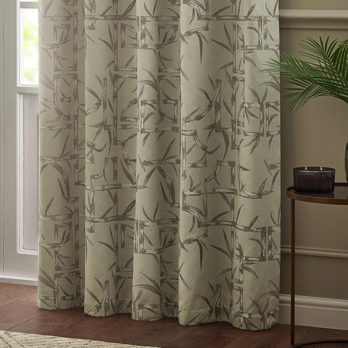 Bamboo Fully Lined Jacquard Eyelet Curtains Champagne - image 5