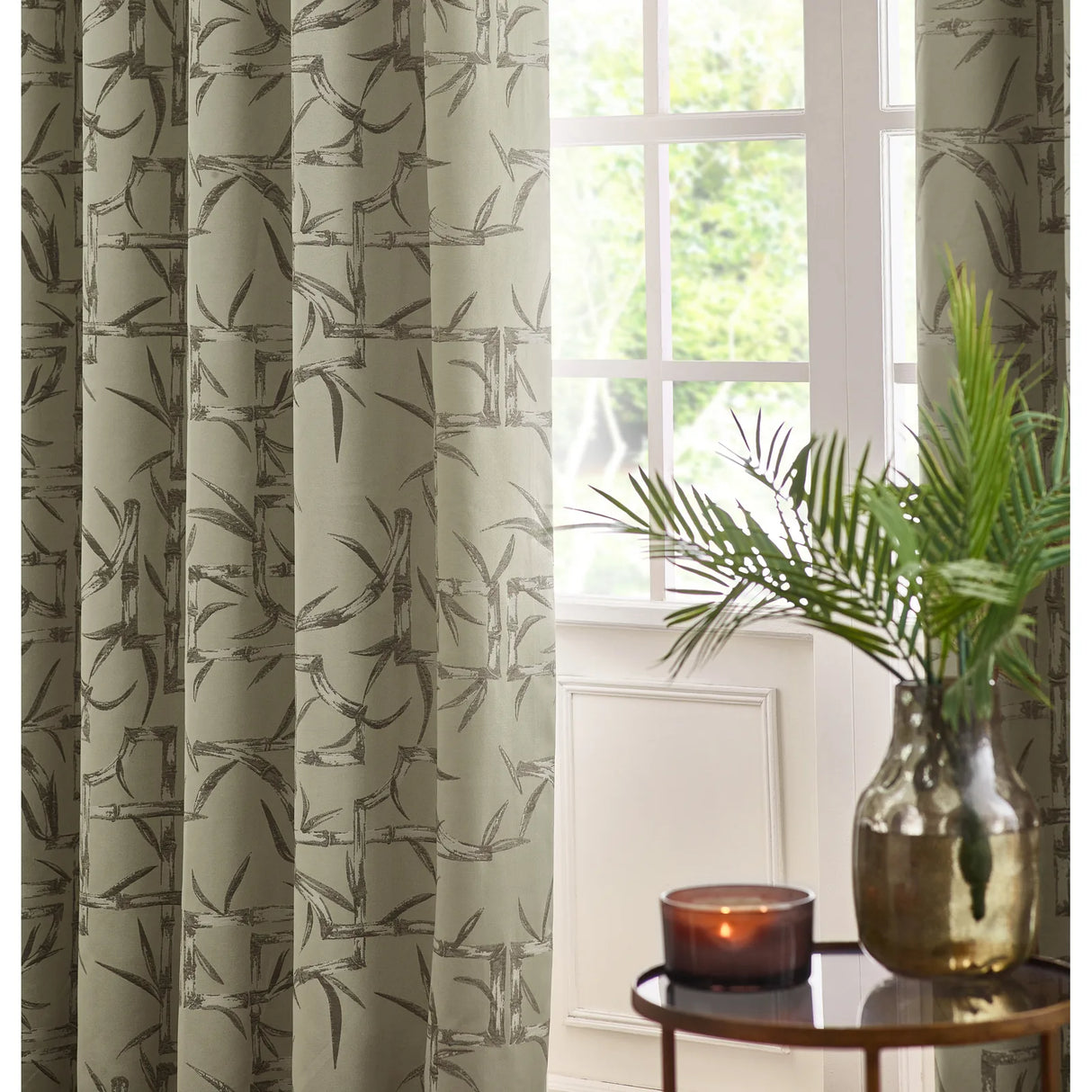 Bamboo Fully Lined Jacquard Eyelet Curtains Champagne - image 6
