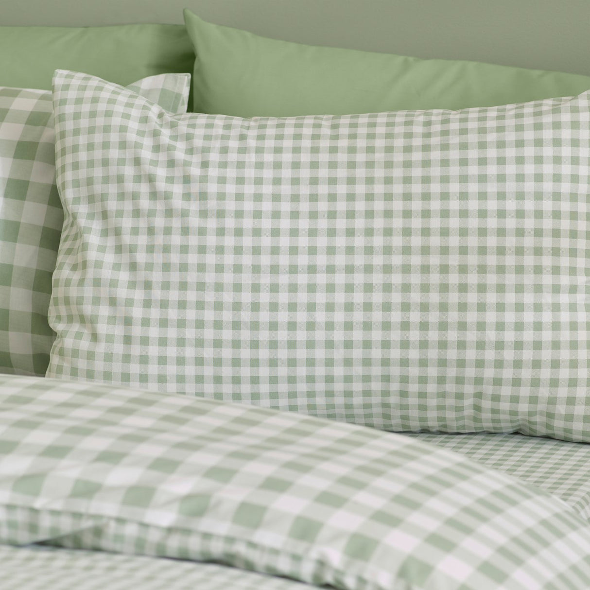 Catherine Lansfield Bamford Gingham Check Reversible Duvet Cover Set with Pillowcase Green