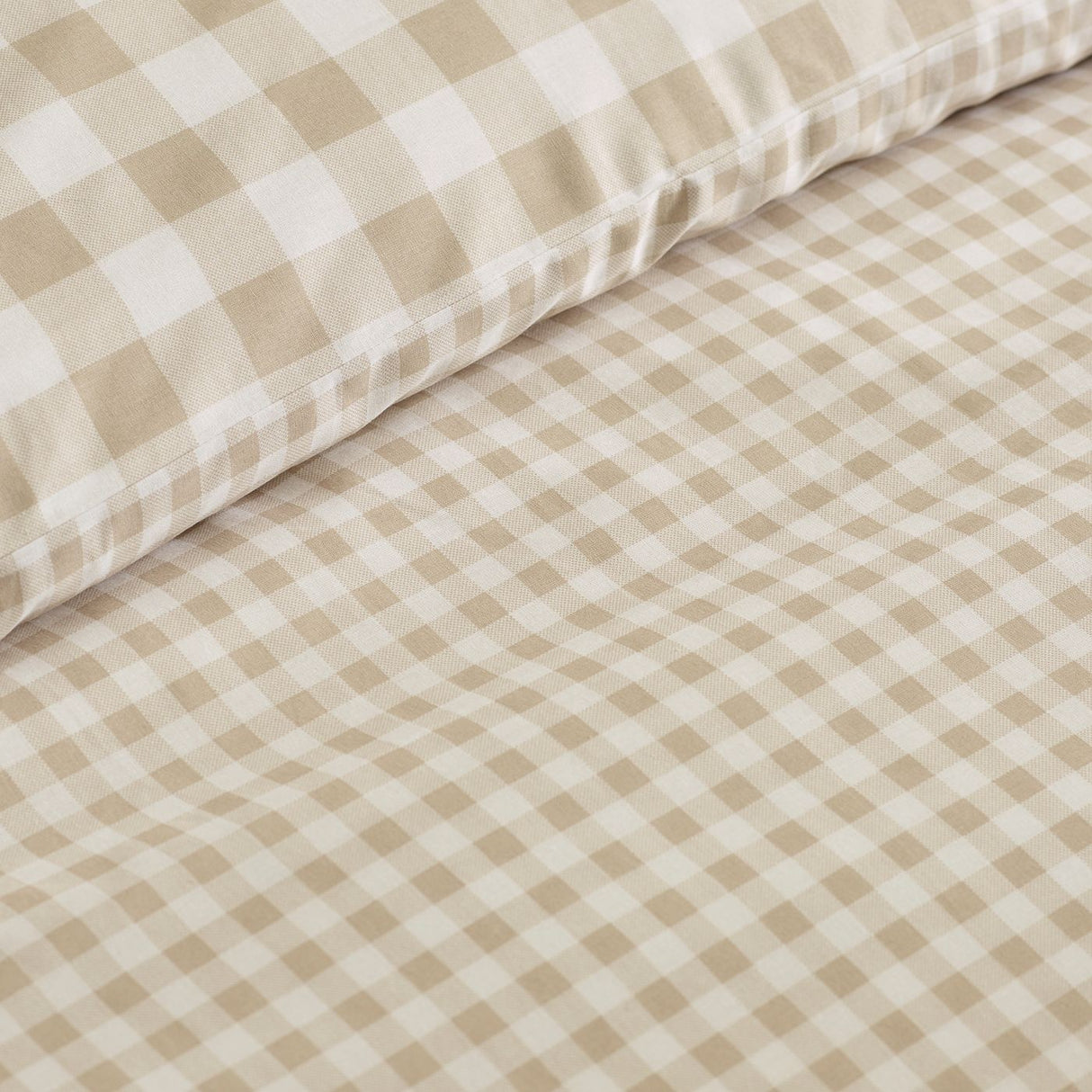 Catherine Lansfield Bamford Gingham Check Reversible Duvet Cover Set with Pillowcase Natural