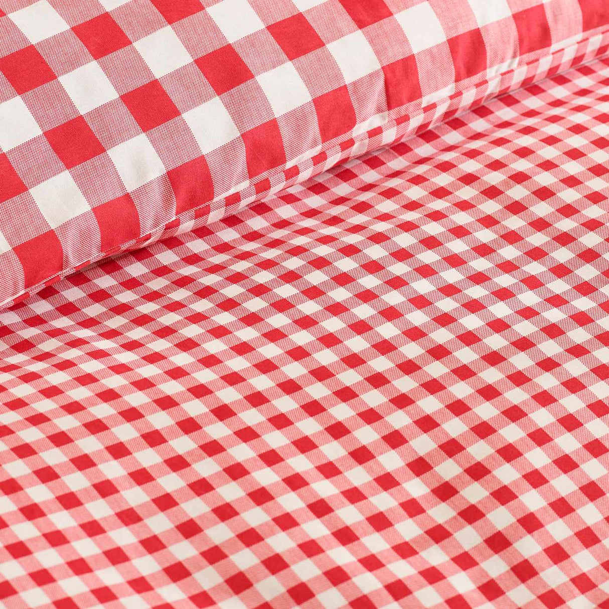 Catherine Lansfield Bamford Gingham Check Reversible Duvet Cover Set with Pillowcase Red