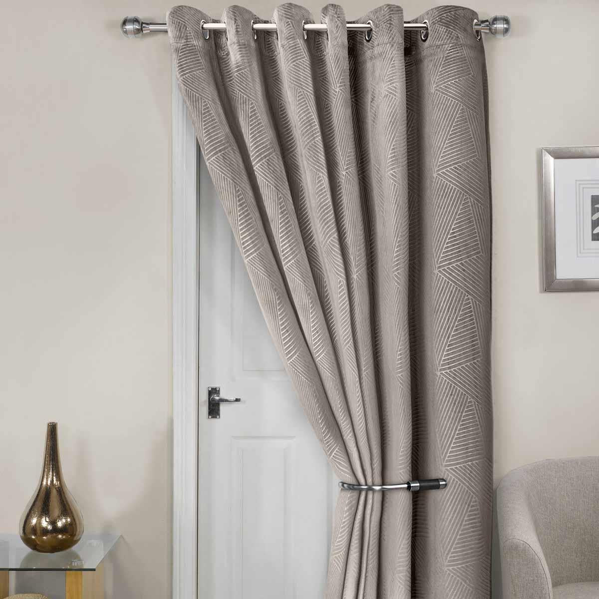 Midnight Thermal Eyelet Door Curtain Embossed Velvet Woven Design by Emma Barclay
