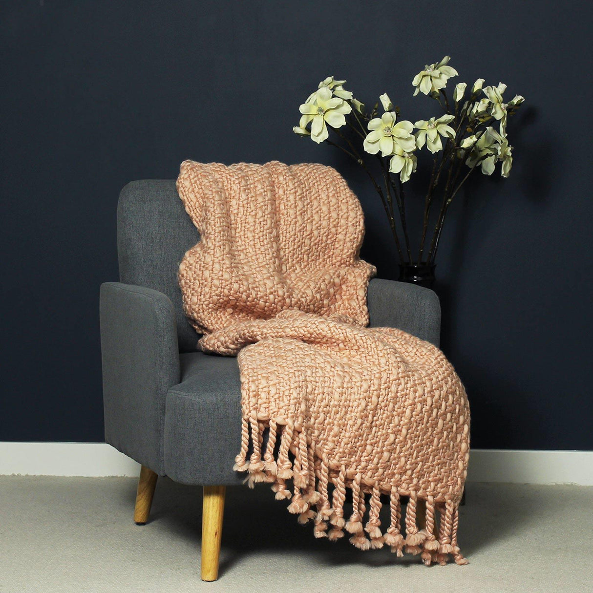 Jocelyn Blush Chunky Knit Throw by furn.