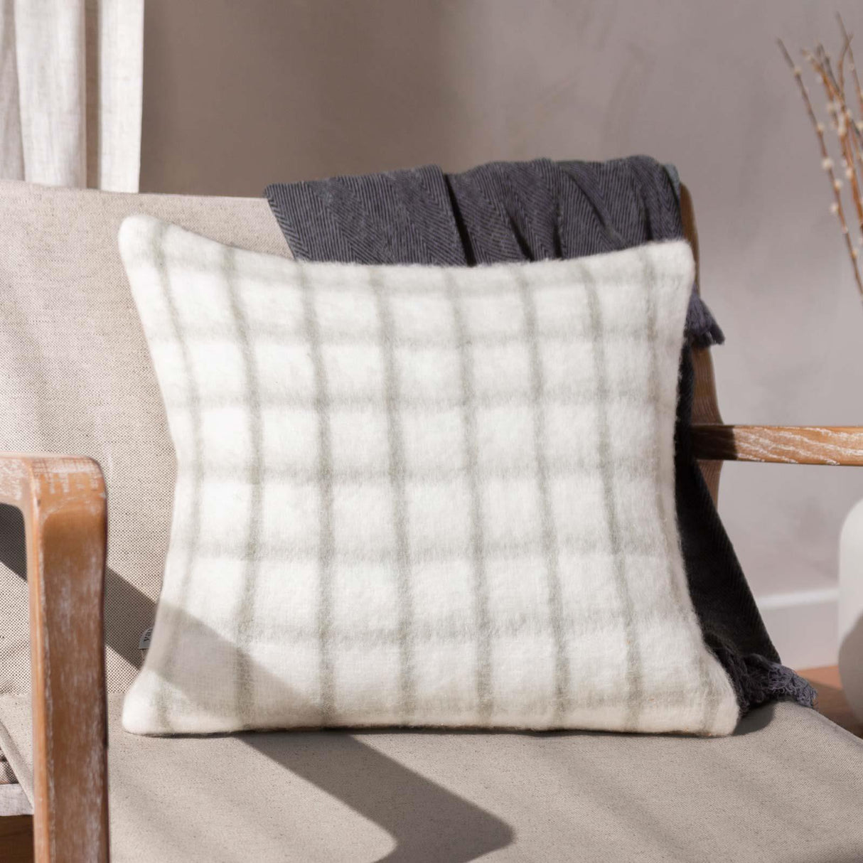 Yarrow Check Cushion Cover 18" x 18" (45cmx45cm) by Yard 9
