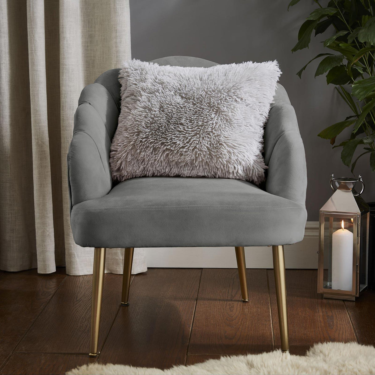 Catherine Lansfield Cuddly Soft Filled Cushion 45cm x 45cm (18" x 18") - Silver
