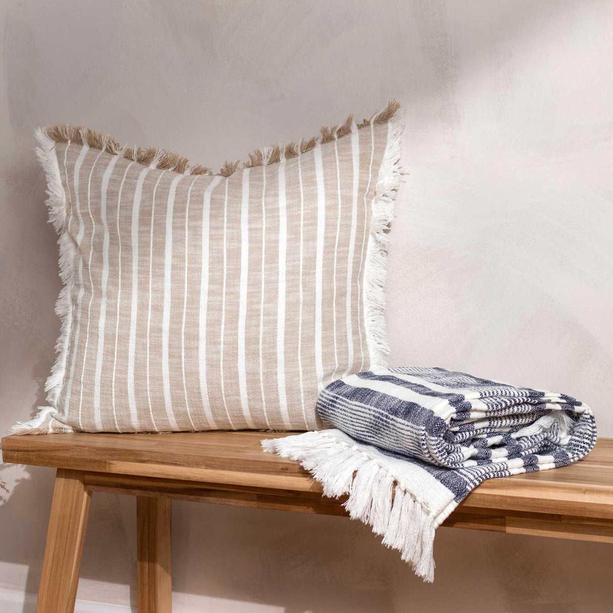 Neela Stripe Fringed Throw by Yard