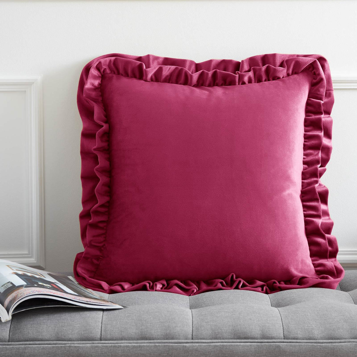 Catherine Lansfield So Soft Double Frill Filled Cushion 43cm x 43cm 10