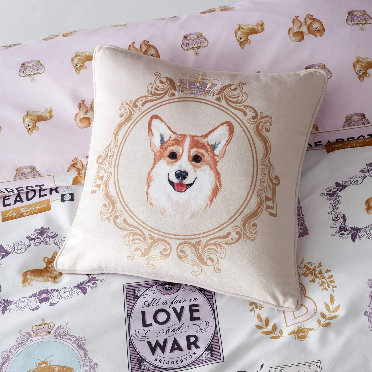 Catherine Lansfield Bridgerton Mr Newton Corgi Filled Cushion 2