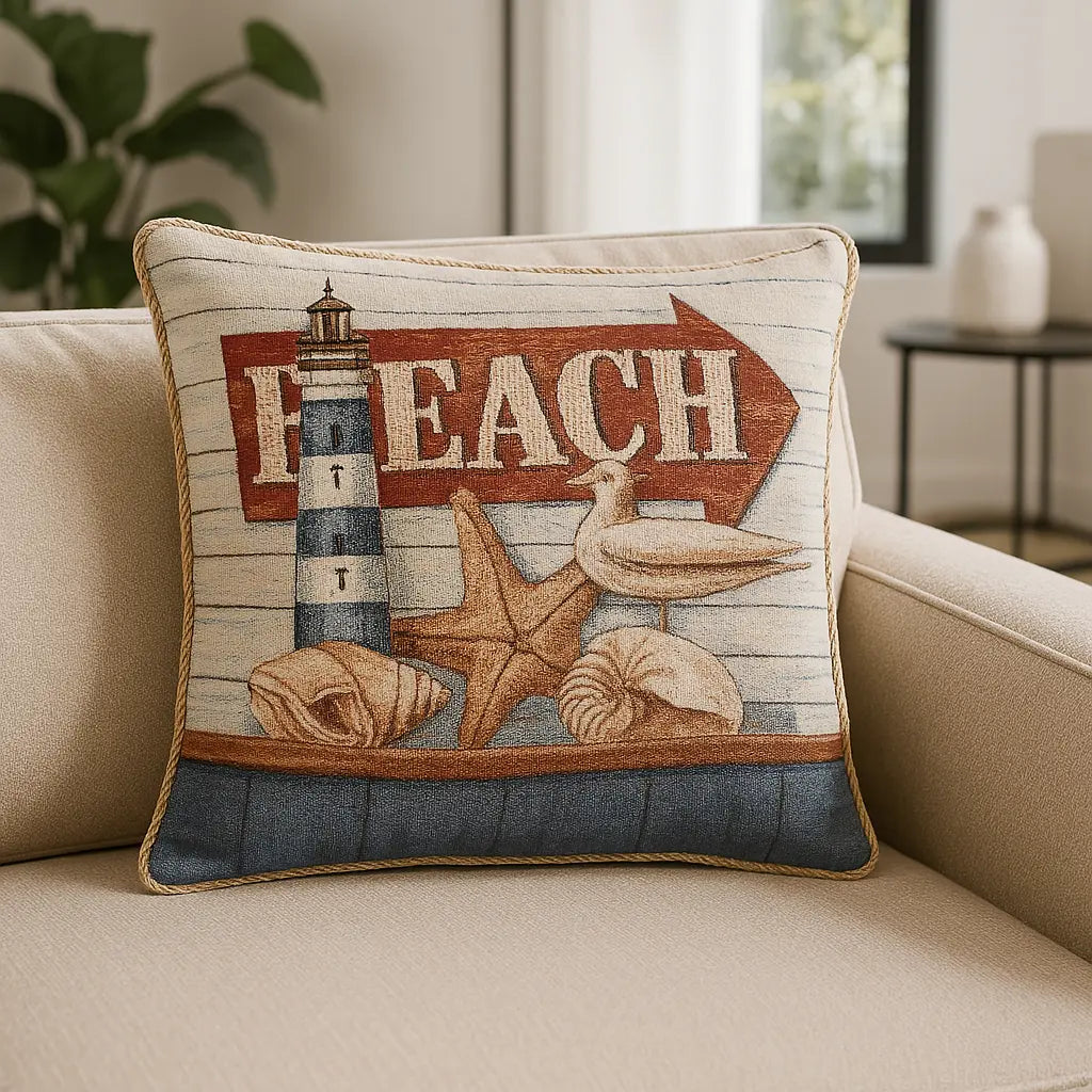 Tapestry Velvet Cushion Cover 45cm x 45cm - Beach