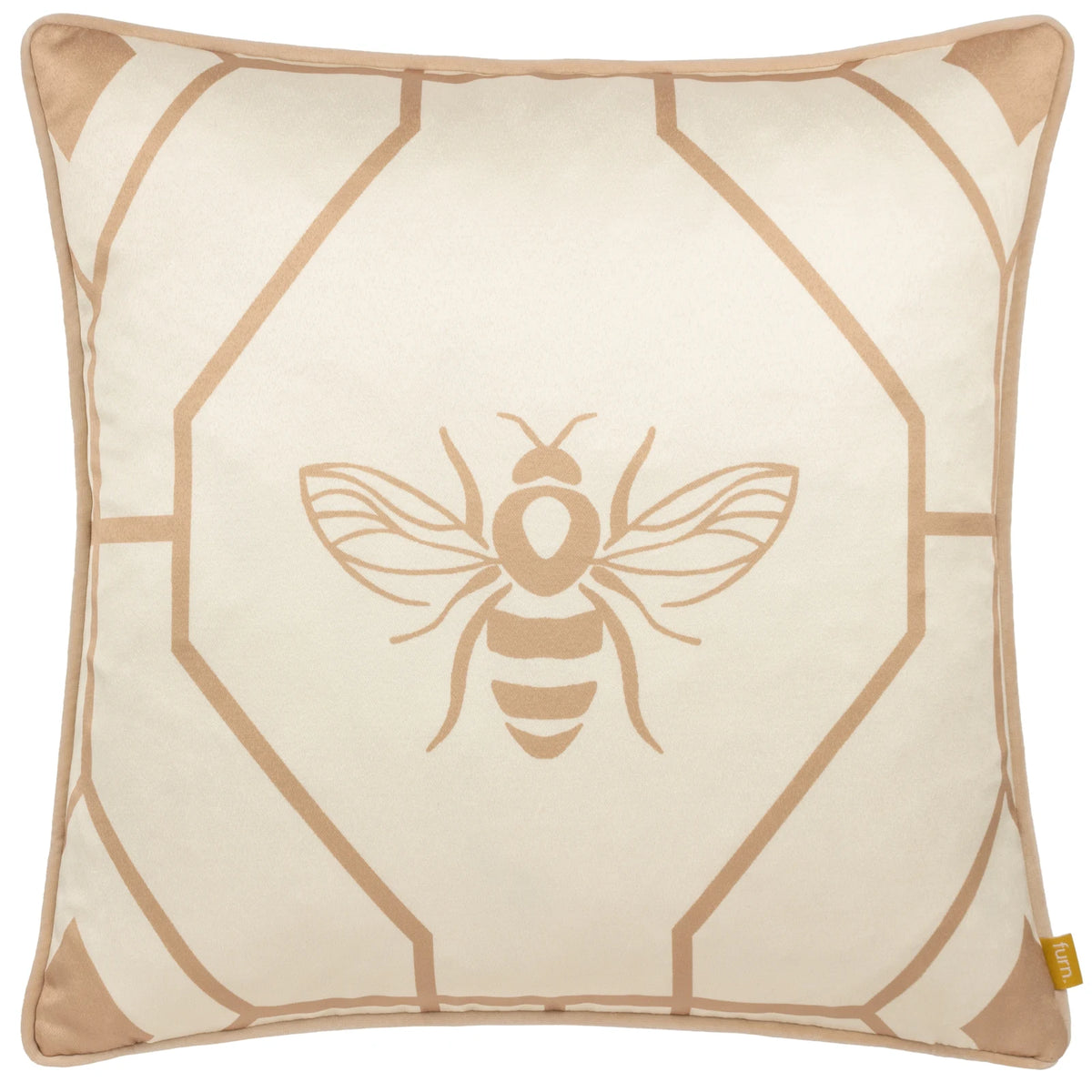 Bee Deco Geometric Velvet Champagne Cushion Cover 43cm x 43cm - additional product view 1