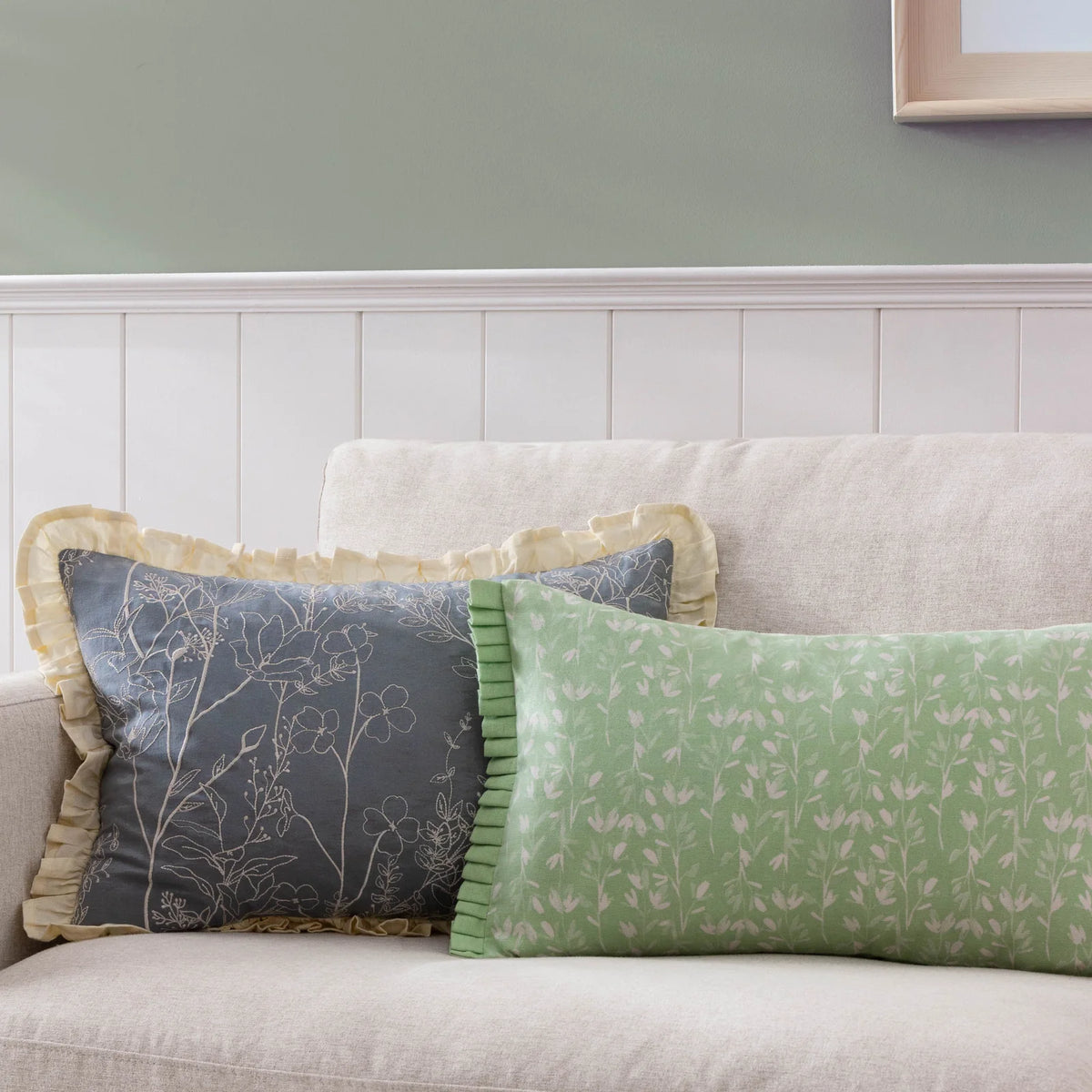 Belle 100% Cotton Sage Cushion Cover or Filled Cushion 30cm x 50cm - additional product view 7