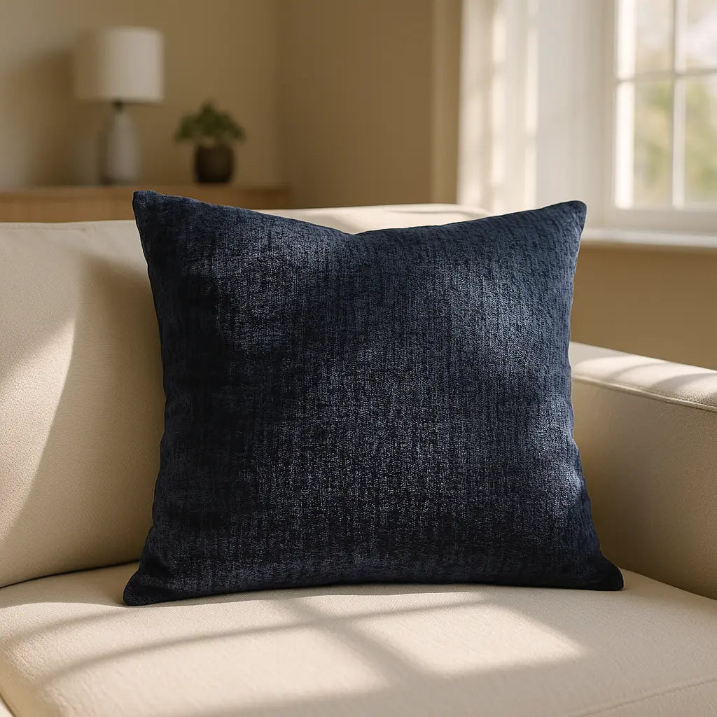 Belmont Chenille Navy Cushion Cover and Filled Cushion
