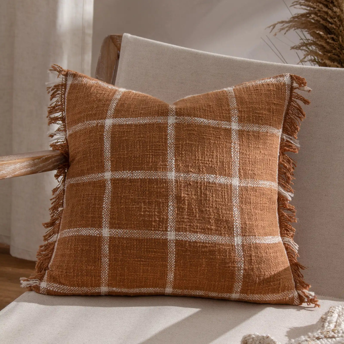 Beni 100% Cotton Ginger + Natural Cushion Cover 45cm x 45cm - additional product view 1