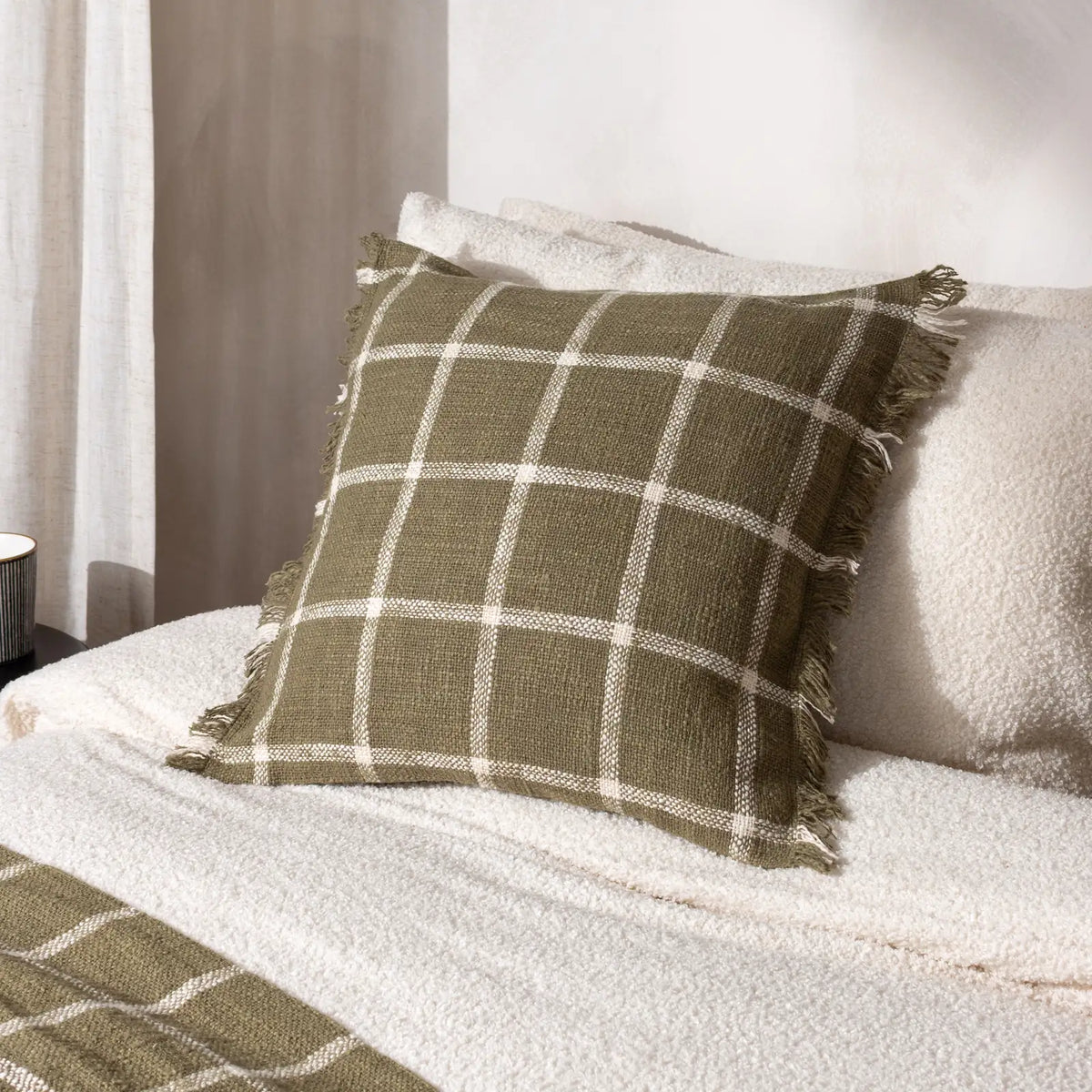 Beni 100% Cotton Moss + Natural Cushion Cover 45cm x 45cm - additional product view 1