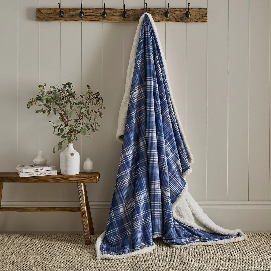 Bennet Check Navy Throw Blanket 150 x 200cm
