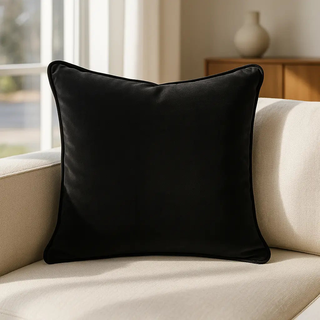 Berkshire Velvet Black Cushion Cover and Filled Cushion 55cm x 55cm
