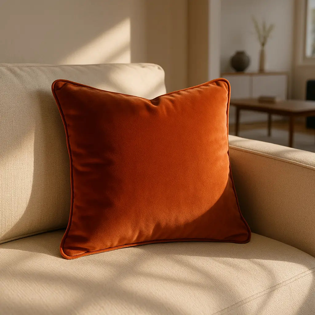 Berkshire Velvet Coral Cushion Cover and Filled Cushion 55cm x 55cm