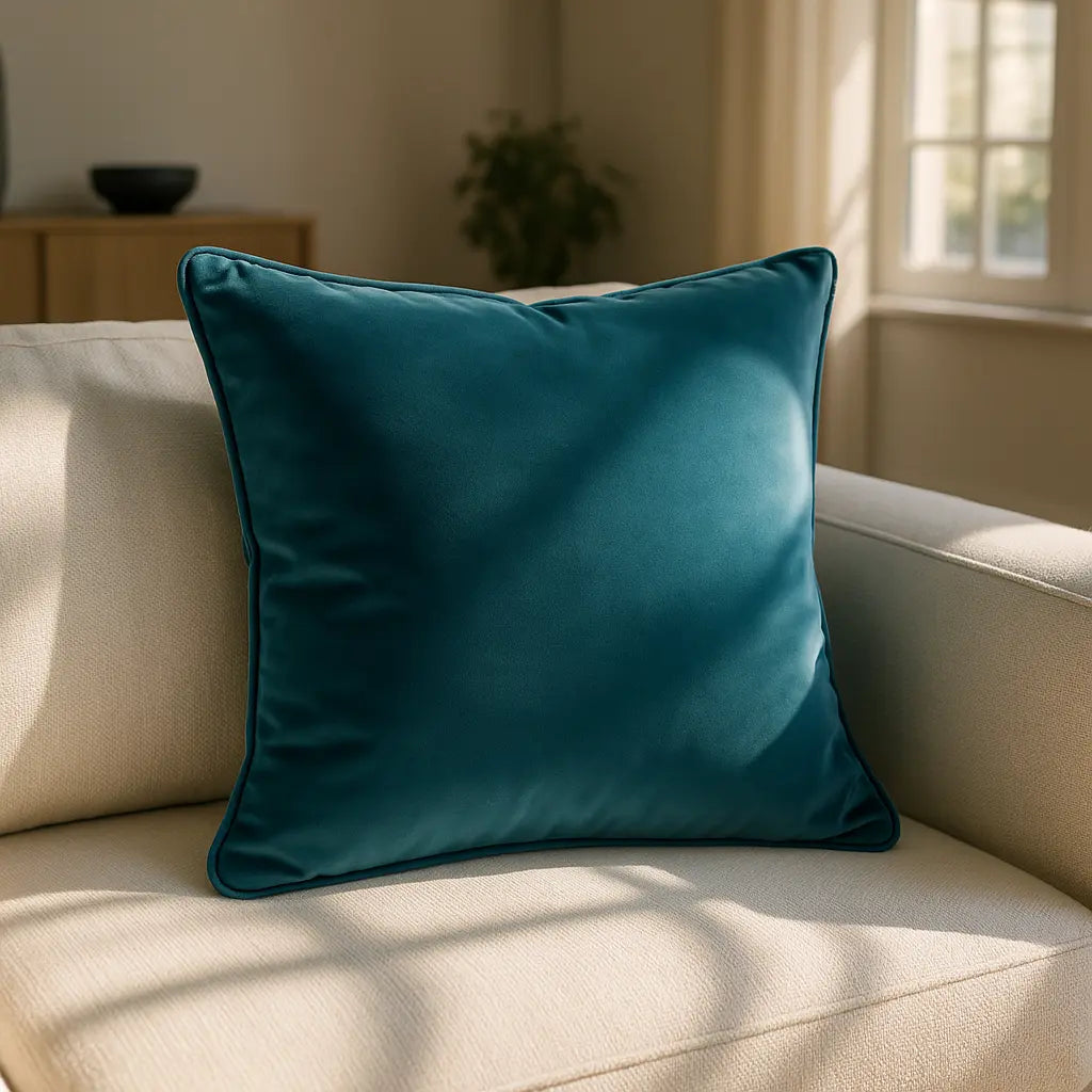 Berkshire Velvet Peacock Cushion Cover and Filled Cushion 55cm x 55cm