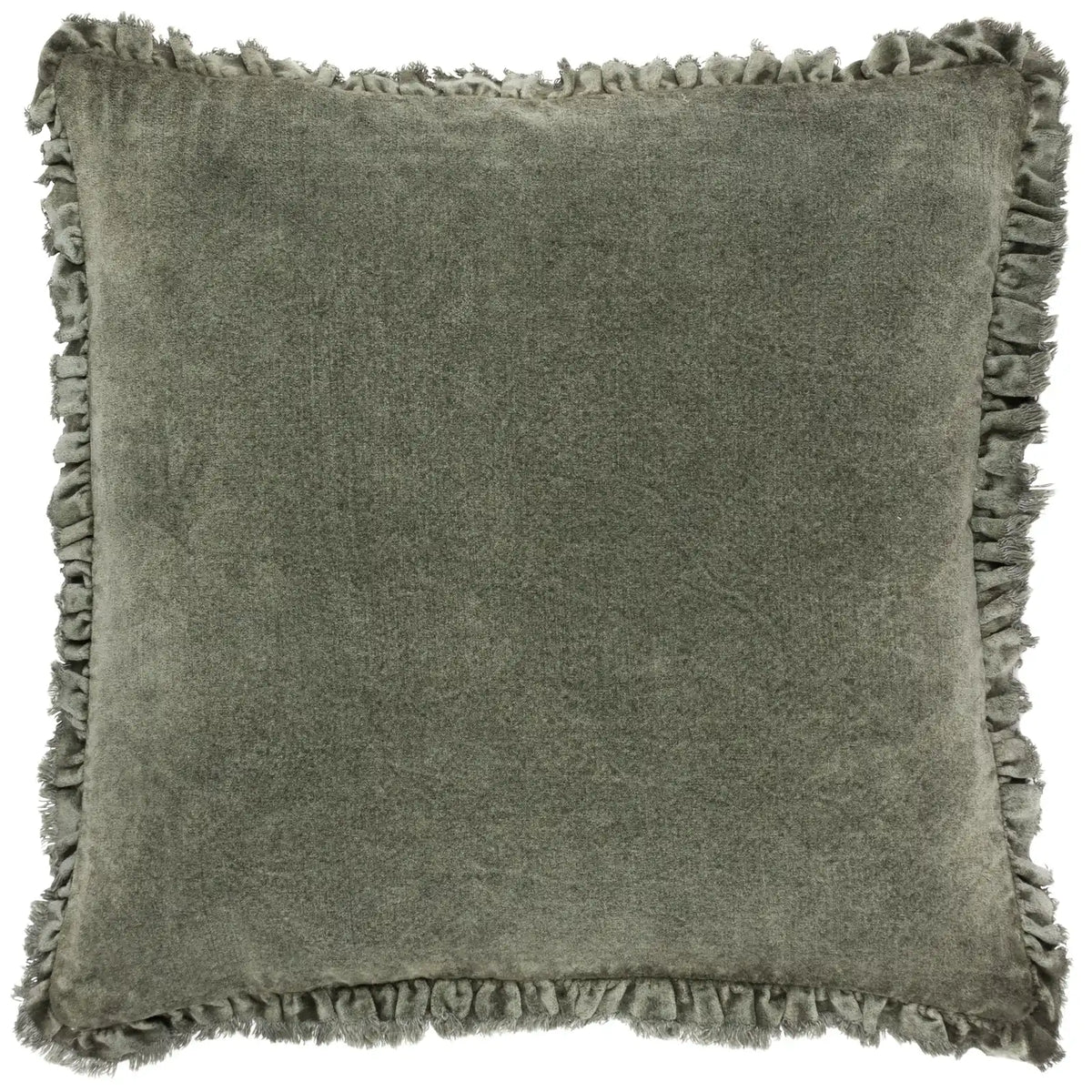 Bertie Washed 100% Cotton Velvet Moss Cushion Cover 45cm x 45cm - additional product view 1