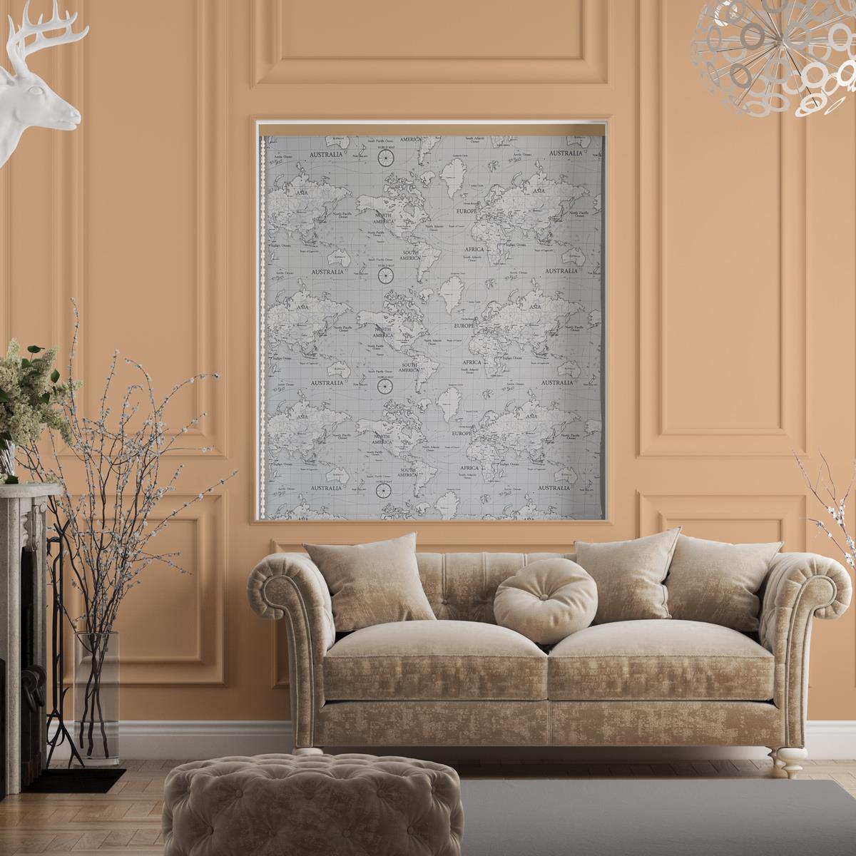 Maps Grey Made To Measure Roman Blind by Style Furnishings