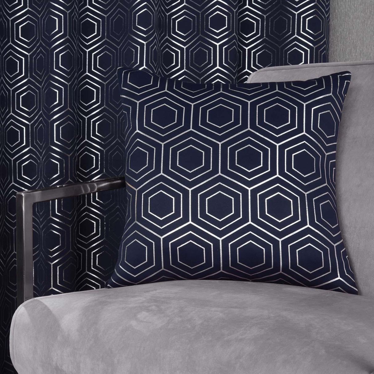 Hartford Geometric Cushion Cover Navy by Emma Barclay