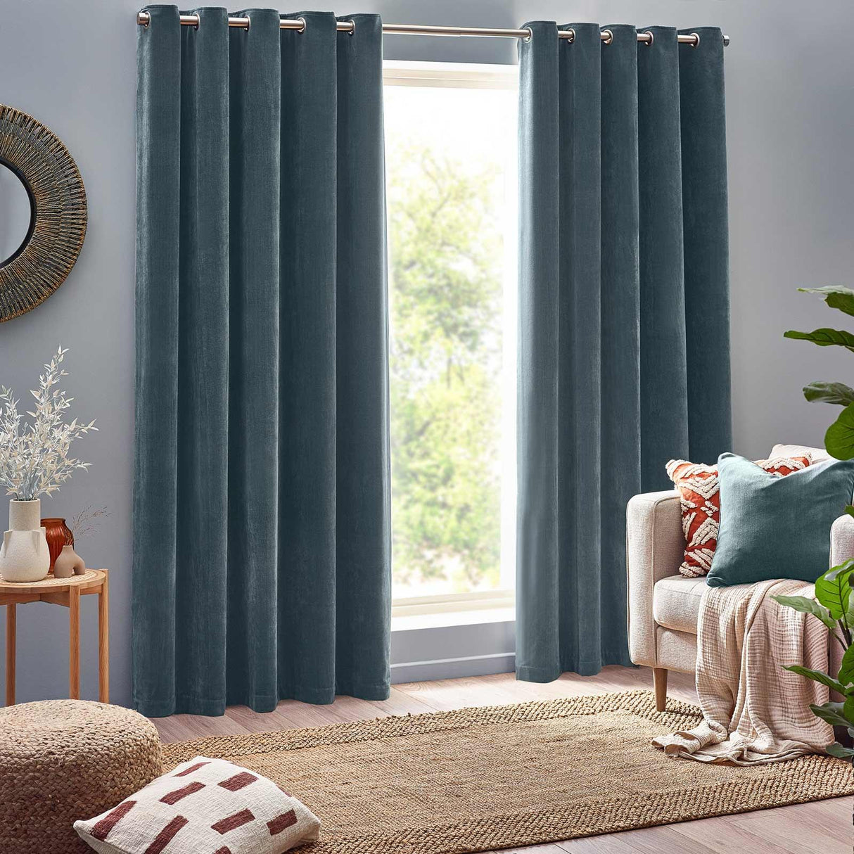Heavy Chenille Room Darkening Eyelet Curtains by Yard