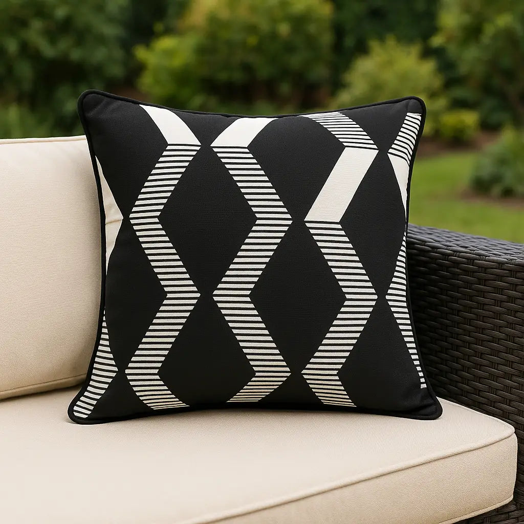 Rico Outdoor Water Resistant Cushion Cover or Filled 43cm x 43cm - Black