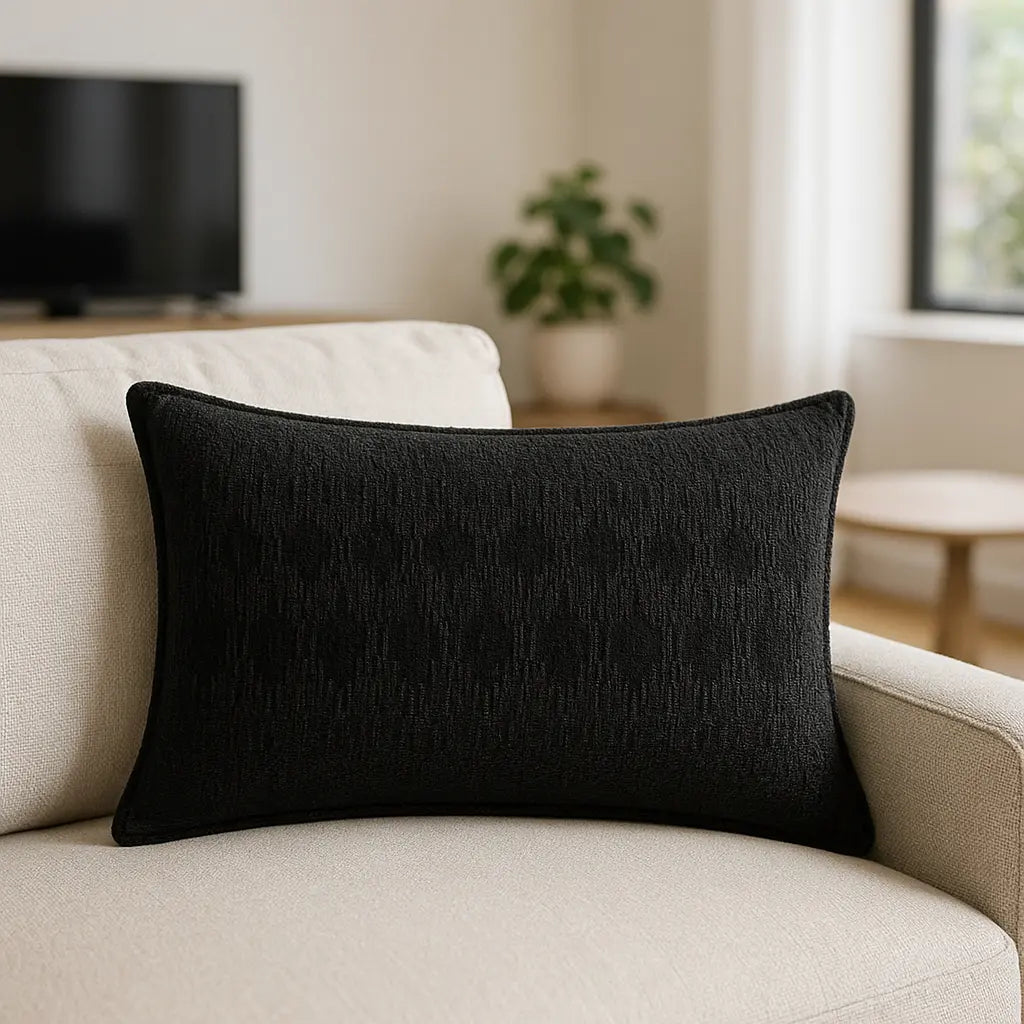 Ramas 100% Cotton Black Cushion Cover or Filled Cushion 40cm x 60cm