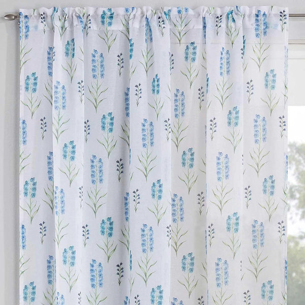 Blossom Slot Voile Curtain Aqua 55" x 90" - Ideal