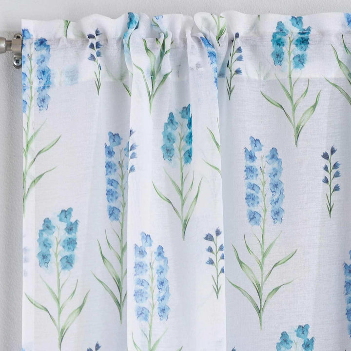 Blossom Slot Voile Curtain Aqua 55" x 90" - Ideal