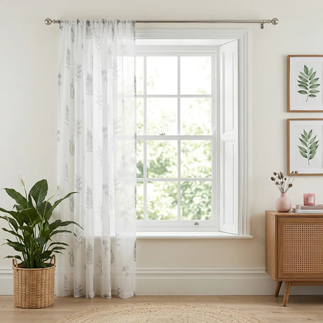 Bracken Slot Top Grey Voile Curtains Panel