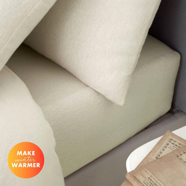 Brushed Cotton Sheet & Pillowcase Set Cream - Ideal