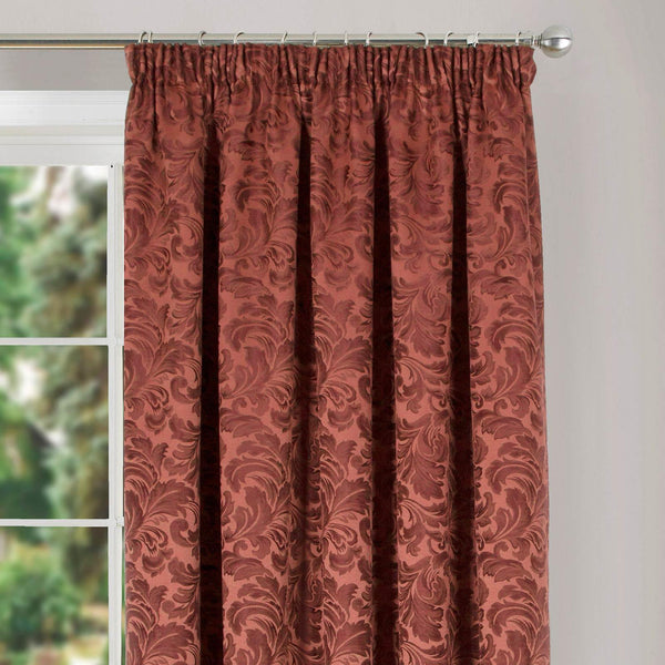 Buckingham Jacquard Tape Top Curtains Terracotta - Ideal