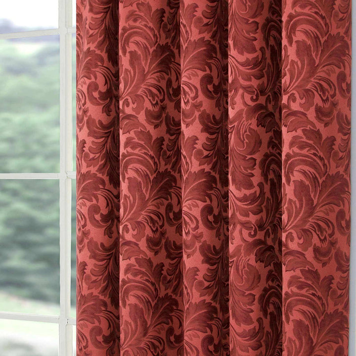 Buckingham Jacquard Tape Top Curtains Terracotta - Ideal