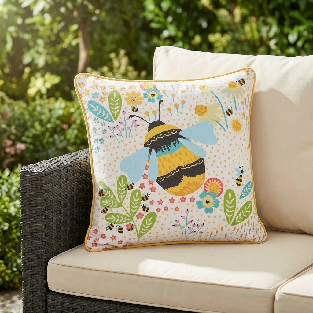 Buzzy Bee Outdoor Cushion Cover 43cm x 43cm