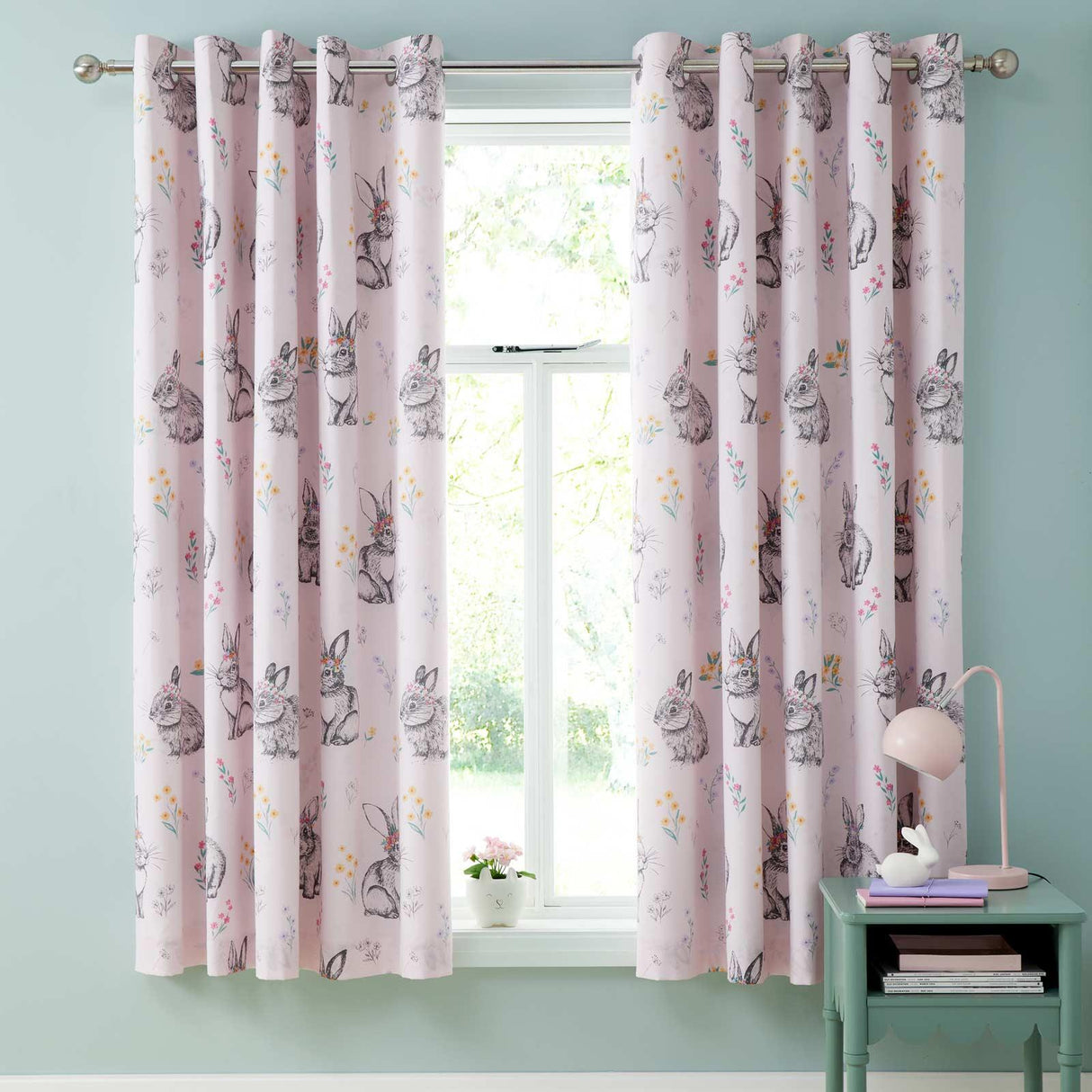 Bunny Tails Ditsy Flower Eyelet Curtains by Catherine Lansfield
