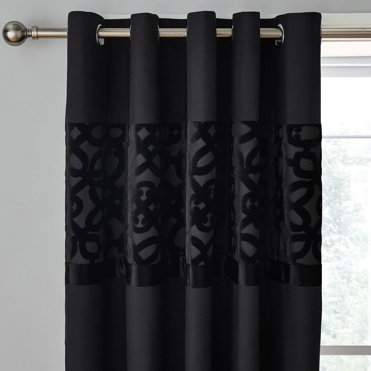 Lattice Cut Velvet Eyelet Curtains by Catherine Lansfield
