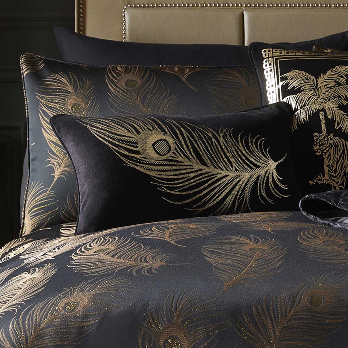 Laurence Llewelyn-Bowen Dandy Gold Velvet Feather Filled Cushion