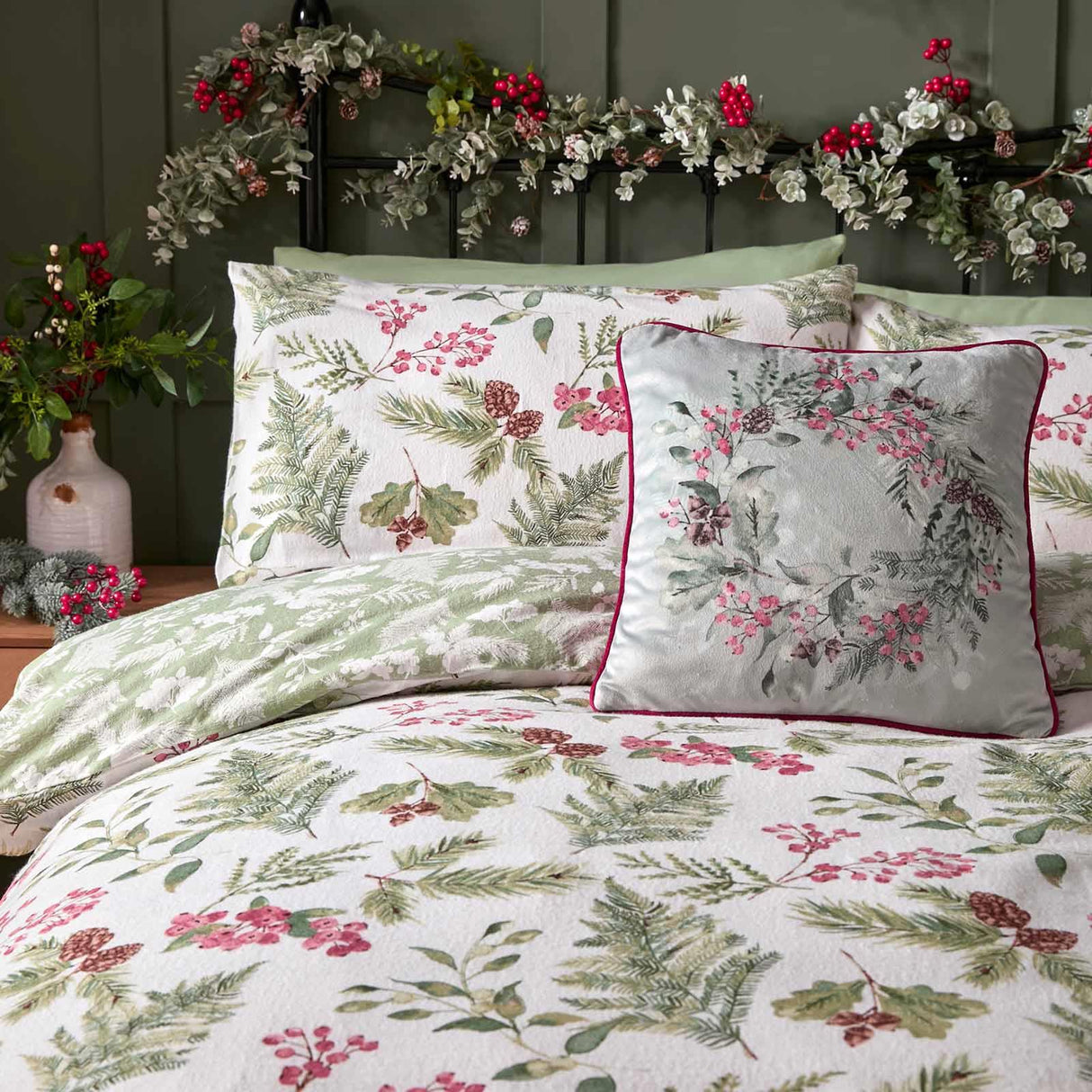 Winter Sprigs Brushed Cotton Duvet Cover Set
