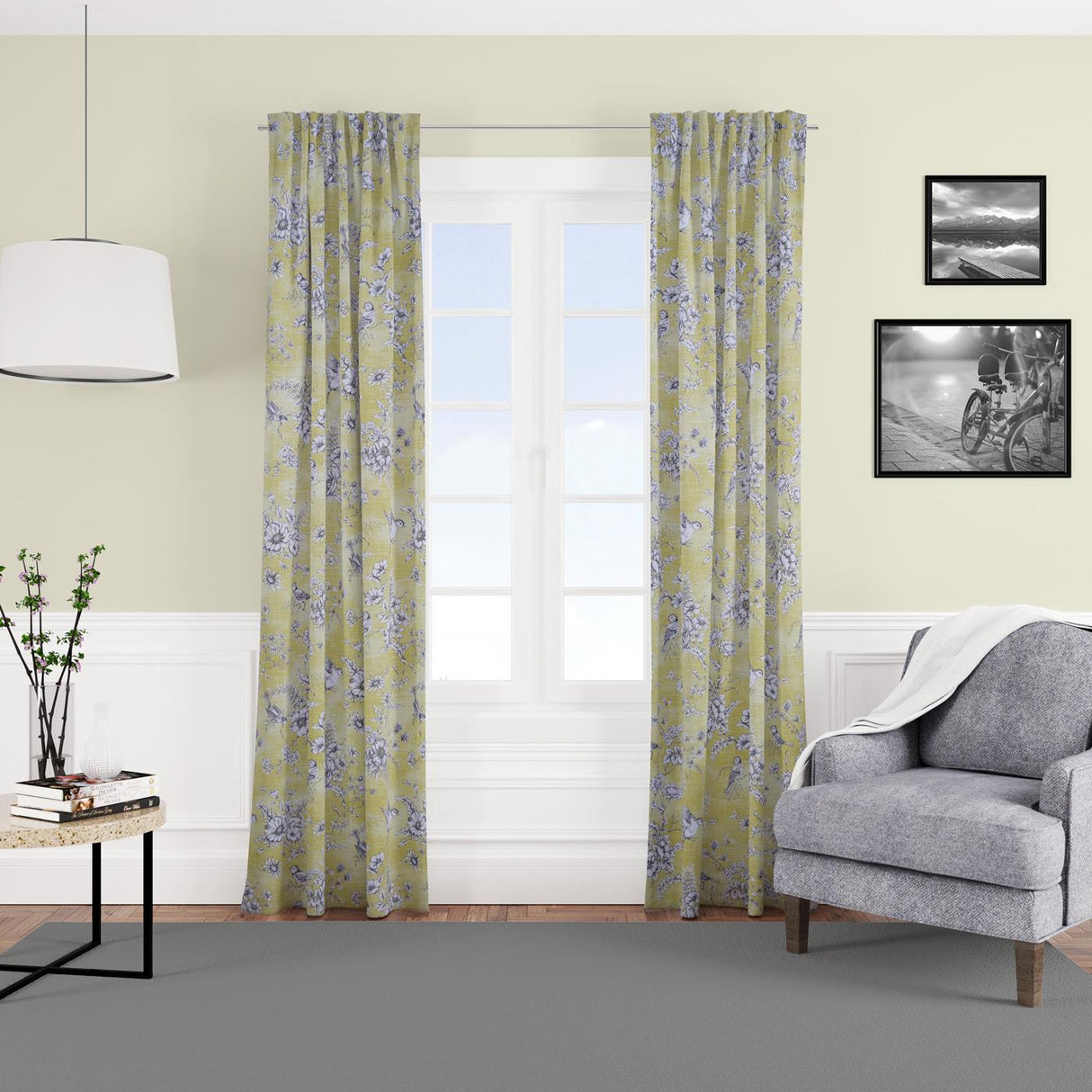 Finch Toile Buttercup Made To Measure Curtains by Style Furnishings