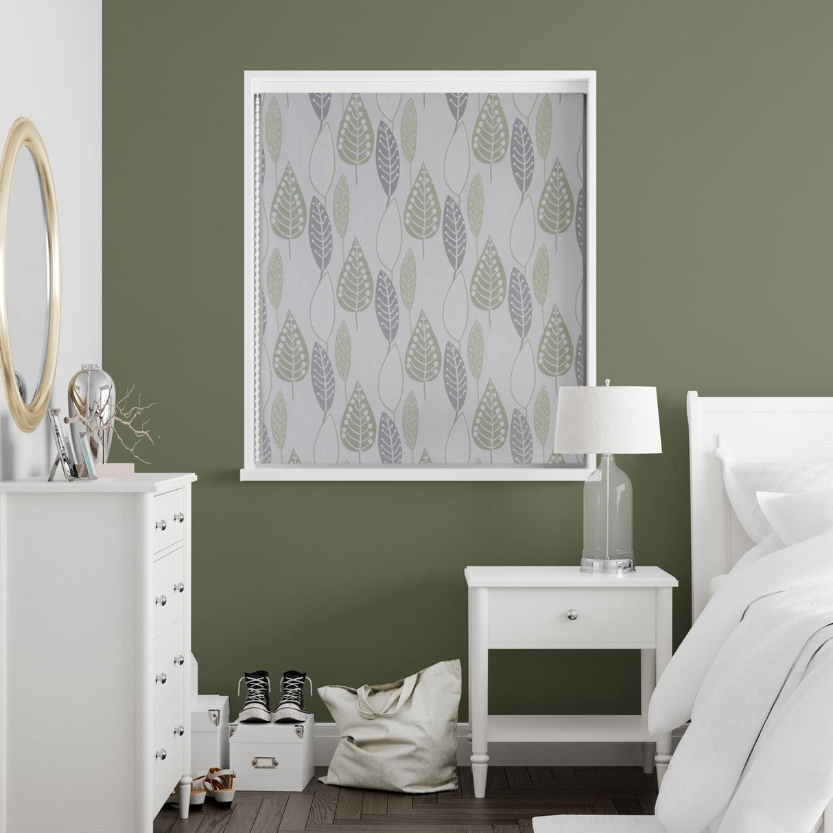 Lettermore Green Made to Measure Roman Blind by Style Furnishings