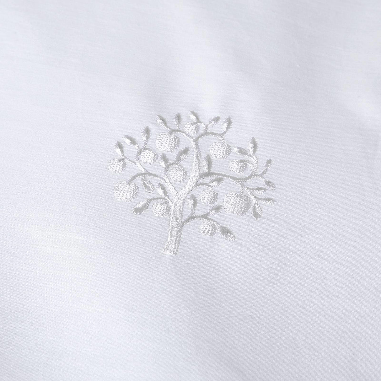 Embroidered Trees 100% Cotton White Duvet Cover Set